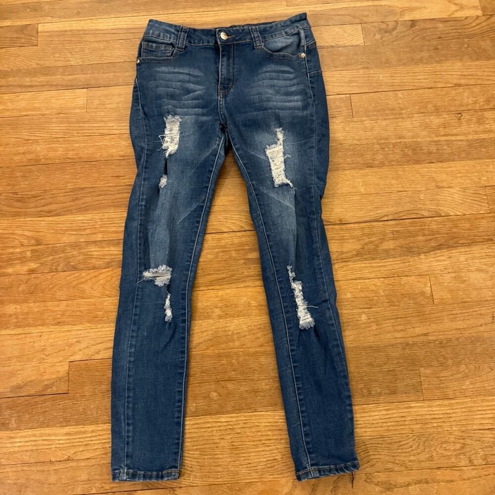 Blue Republic dark wash distressed jeggings juniors size 9 b44